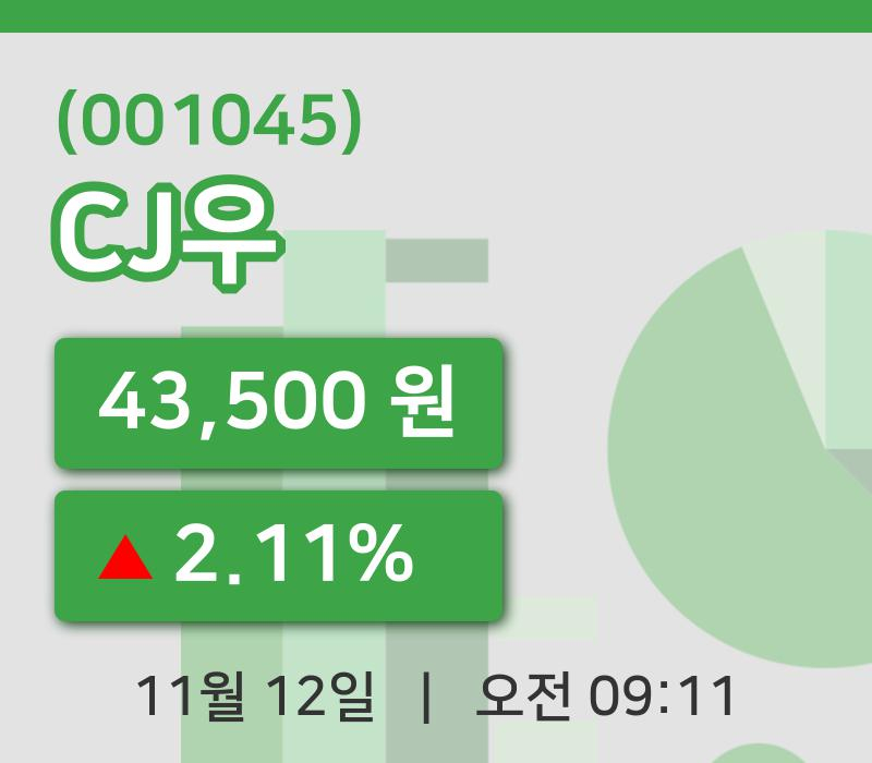 [CJ우주가] 9시 11분 현재 43,500원