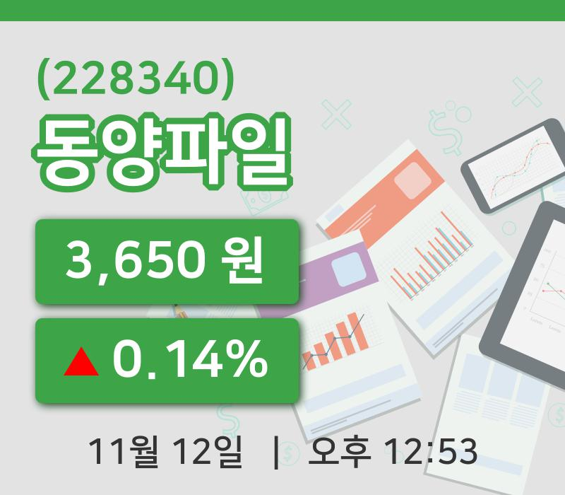 [동양파일주가] 12일 12시 53분 현재 3,650원