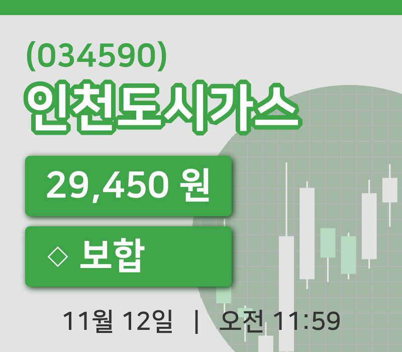 [인천도시가스주가] 11시 59분 현재 29,450원