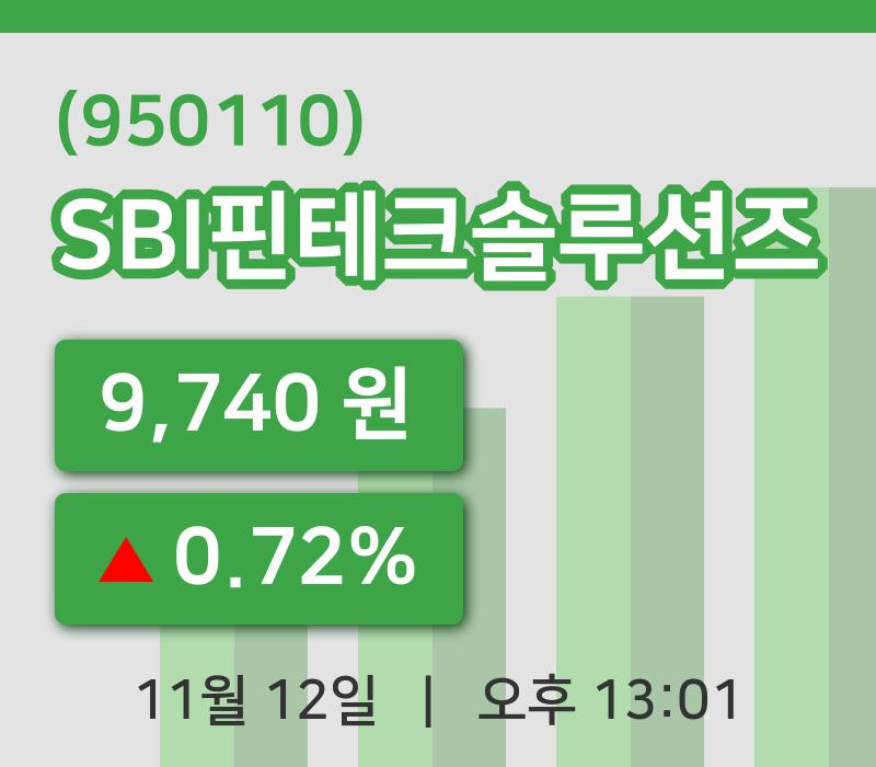 [SBI핀테크솔루션즈주가] 12일 이시각 현재  9,740원