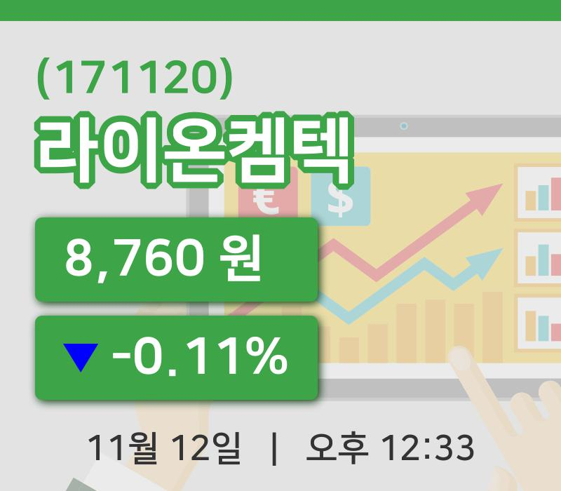 [라이온켐텍주가] 12일 12시 33분 현재 8,760원
