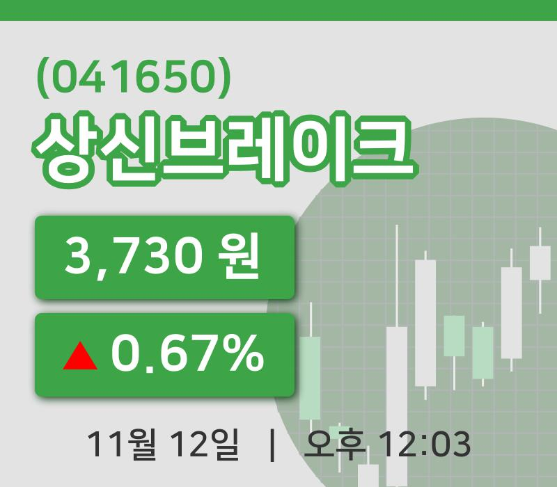 [상신브레이크주가] 12일 12시 03분 현재 3,730원