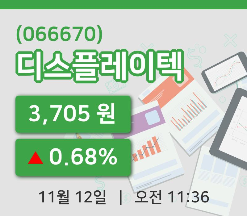 [디스플레이텍주가] 12일 11시 36분 현재 3,705원