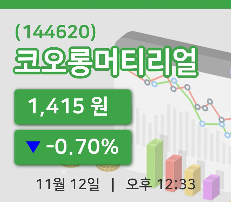 [코오롱머티리얼주가] 12일 이시각 현재  1,415원