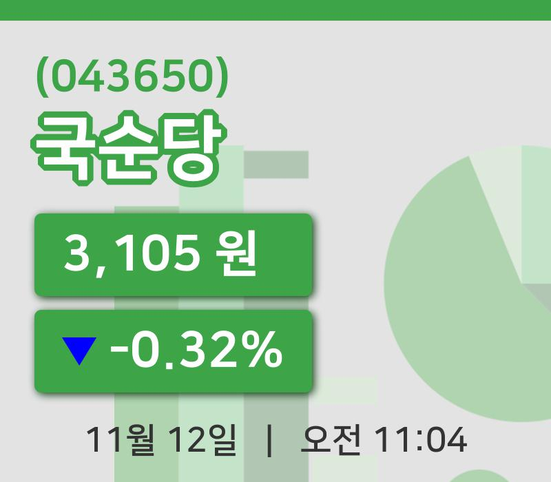 [국순당주가] 12일 11시 04분 현재 3,105원