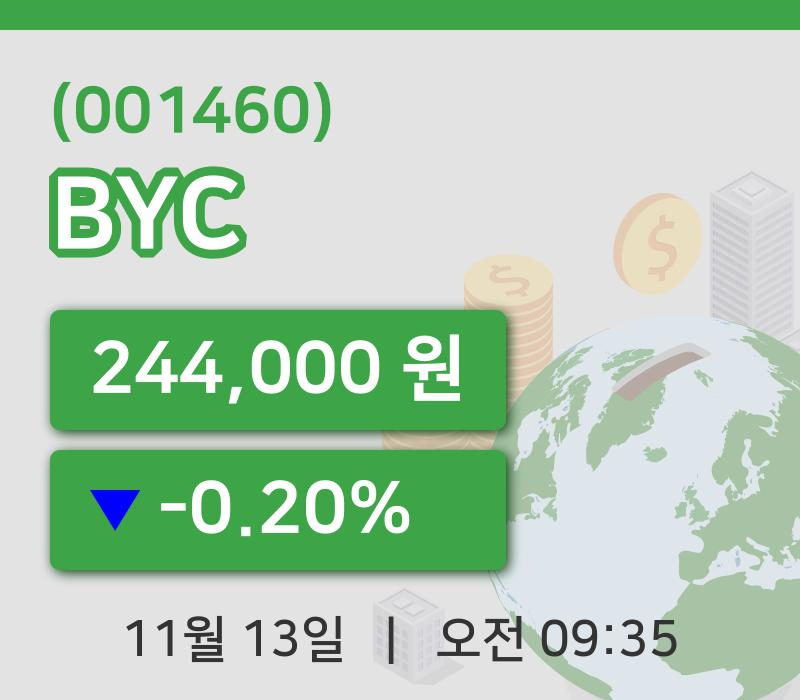 [BYC주가] 13일 9시 35분 현재 244,000원