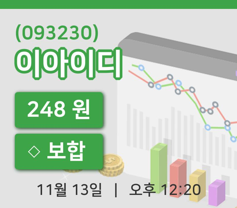 [이아이디주가] 13일 이시각 현재  248원