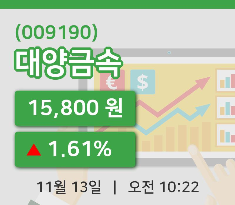 [대양금속주가] 13일 이시각 현재  15,800원