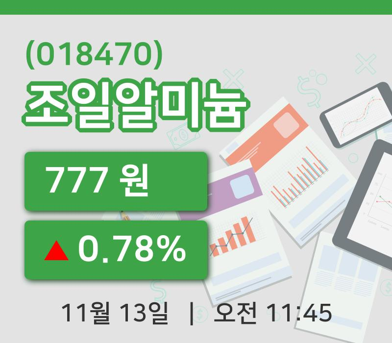 [조일알미늄주가] 13일 이시각 현재  777원