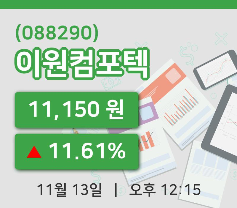 [이원컴포텍주가] 12시 15분 현재 11,150원