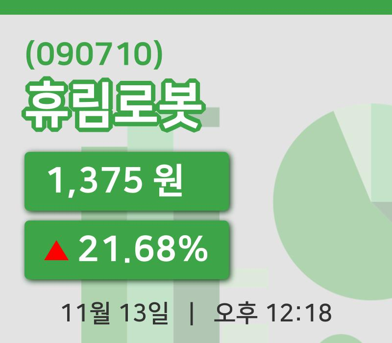 [휴림로봇주가] 12시 18분 현재 1,375원
