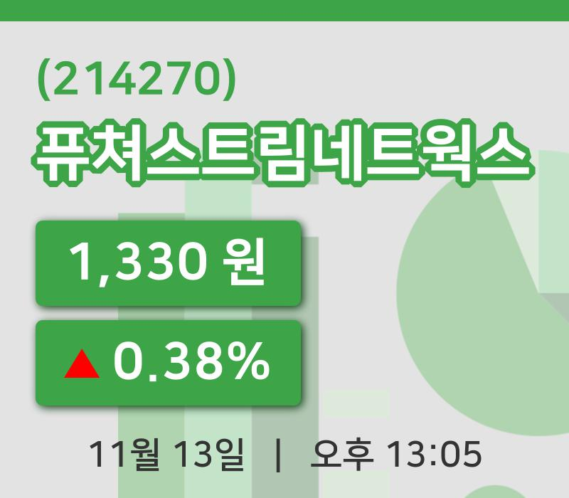 [퓨쳐스트림네트웍스주가] 13일 13시 05분 현재 1,330원
