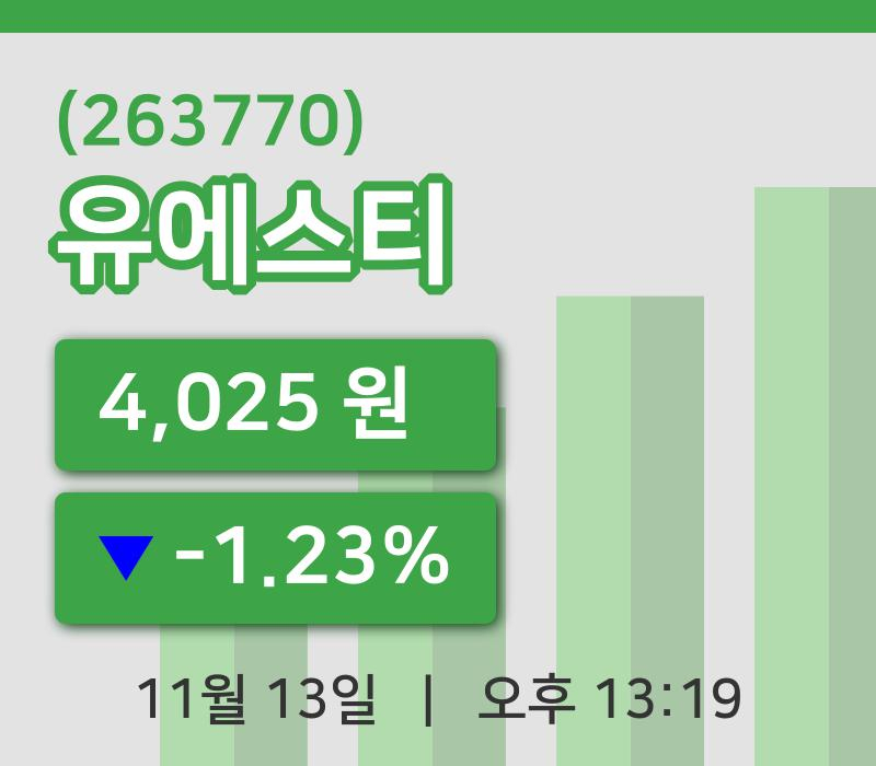[유에스티주가] 13일 13시 19분 현재 4,025원