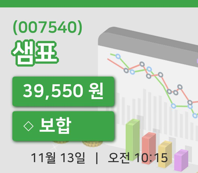 [샘표주가] 13일 이시각 현재  39,550원