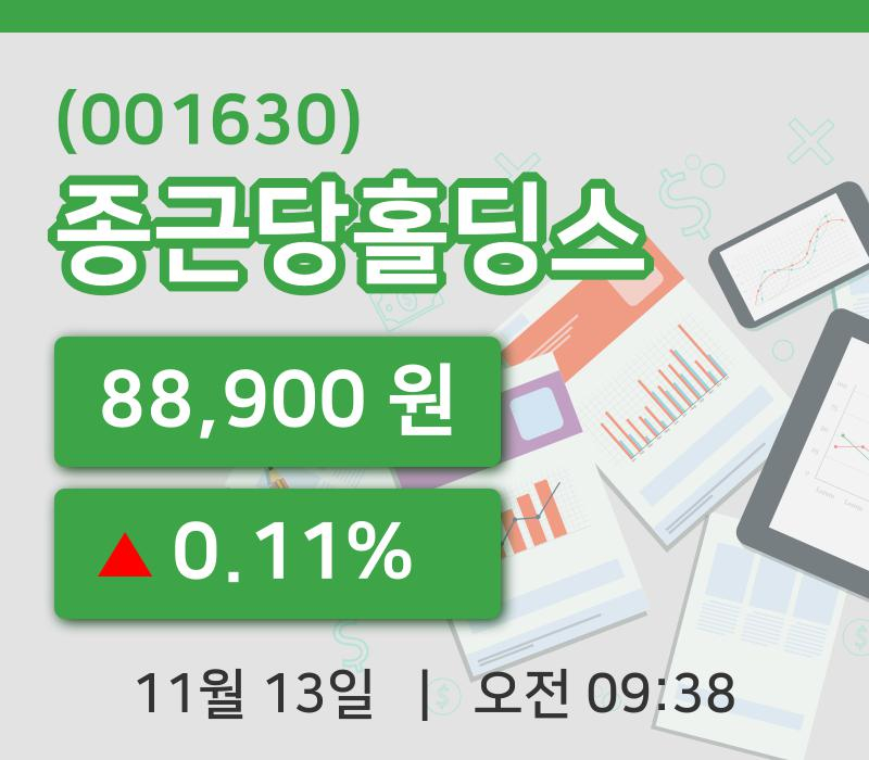 [종근당홀딩스주가] 13일 이시각 현재  88,900원