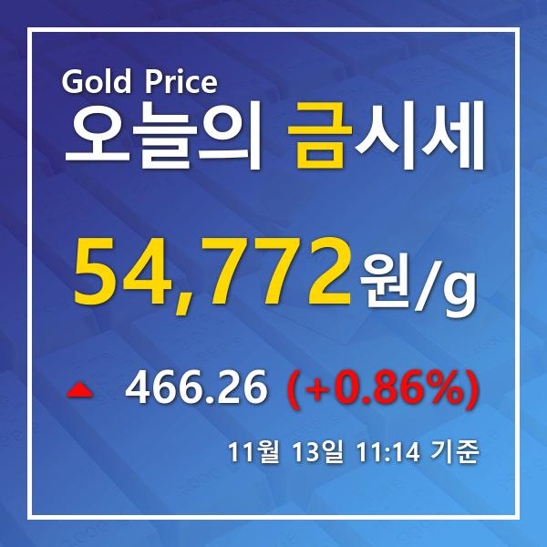 [오늘 금시세] 11월 13일 금값 시세, 소폭 상승 한국금거래소시세 금값시세한돈