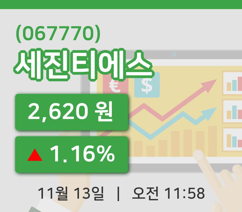 [세진티에스주가] 13일 11시 58분 현재 2,620원