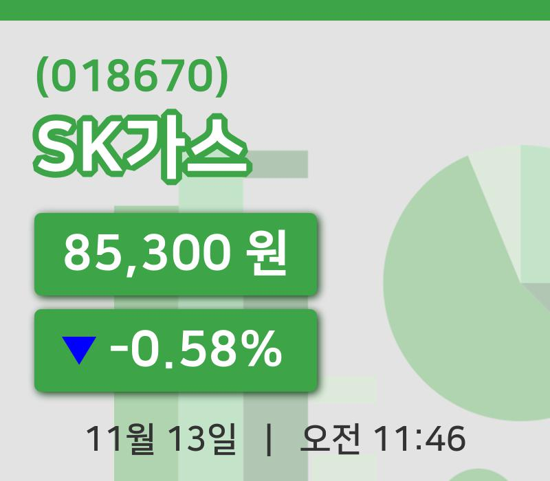 [SK가스주가] 13일 11시 46분 현재 85,300원