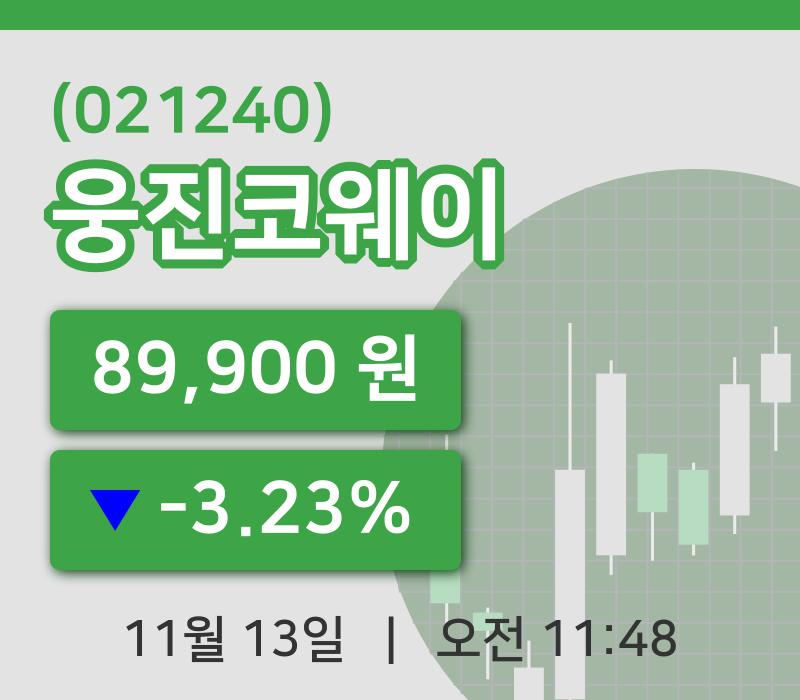 [웅진코웨이주가] 11시 48분 현재 89,900원
