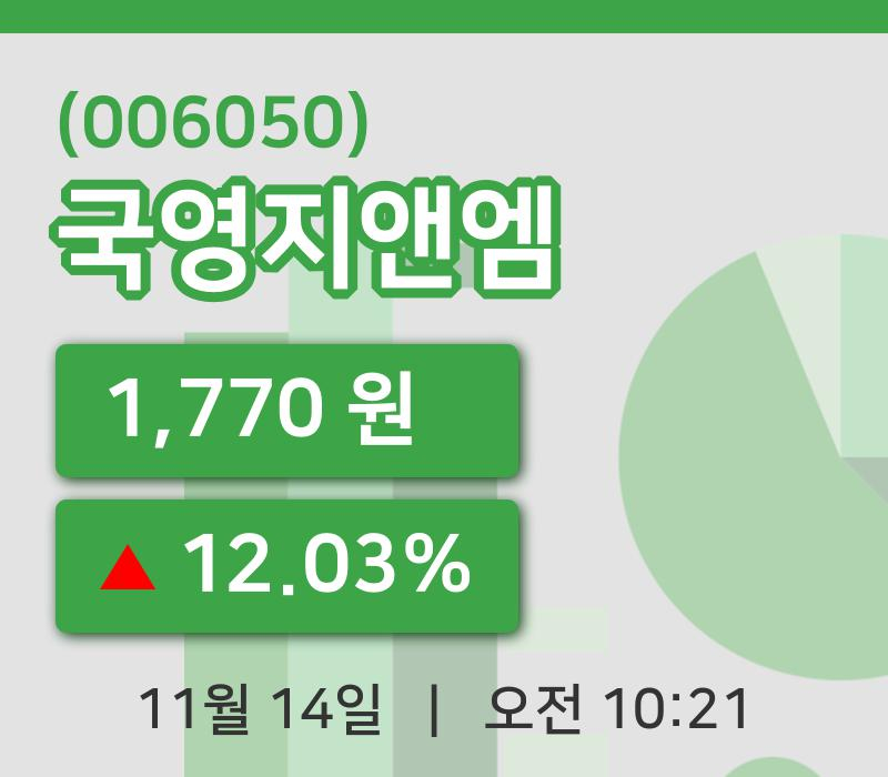 [국영지앤엠주가] 14일 이시각 현재  1,770원