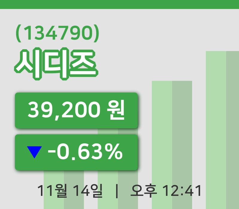 [시디즈주가] 12시 41분 현재 39,200원