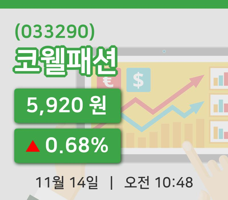 [코웰패션주가] 14일 이시각 현재  5,920원
