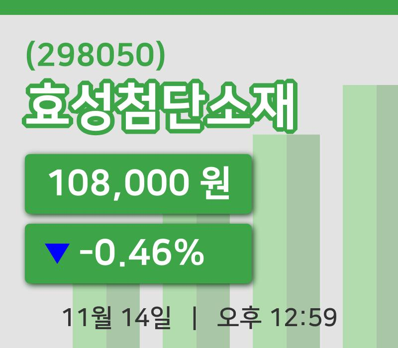 [효성첨단소재주가] 14일 이시각 현재  108,000원