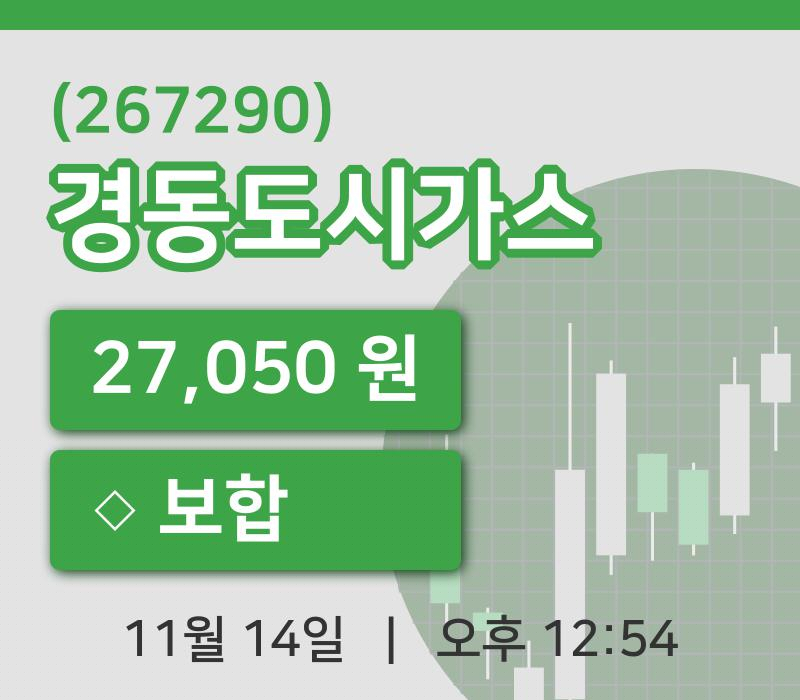 [경동도시가스주가] 14일 12시 54분 현재 27,050원