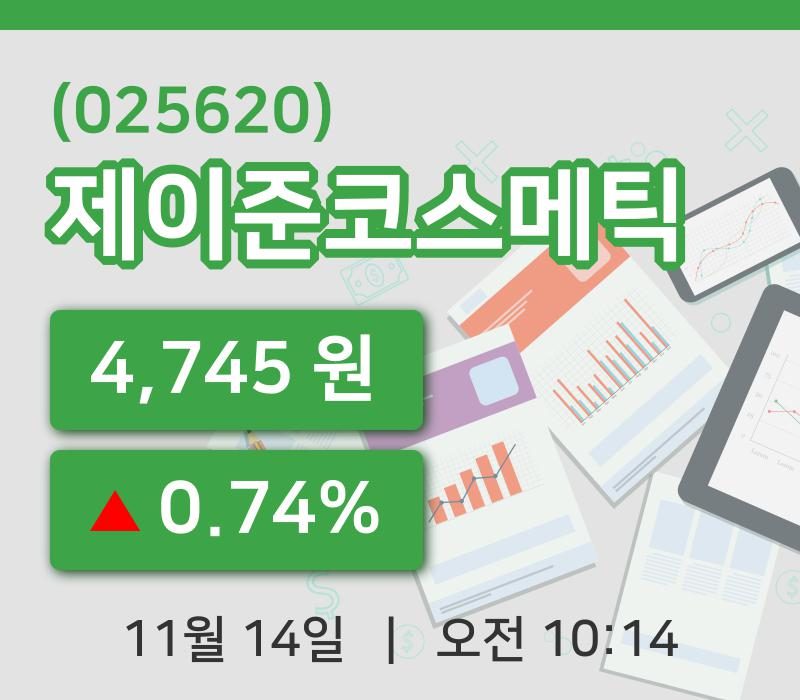 [제이준코스메틱주가] 14일 10시 14분 현재 4,745원