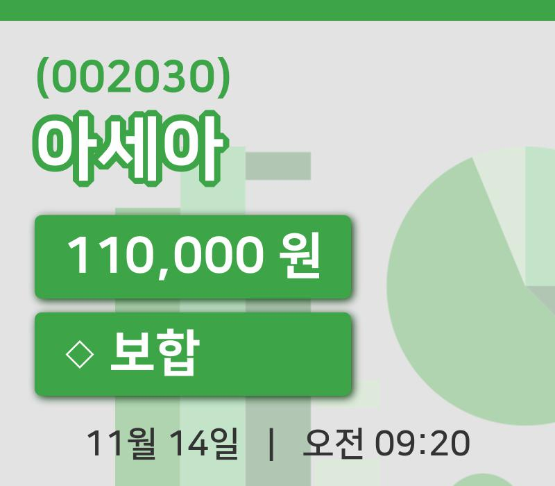 [아세아주가] 14일 9시 20분 현재 110,000원