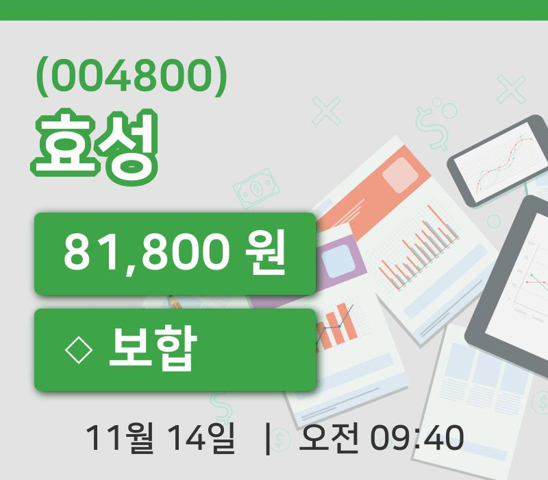 [효성주가] 14일 이시각 현재  81,800원