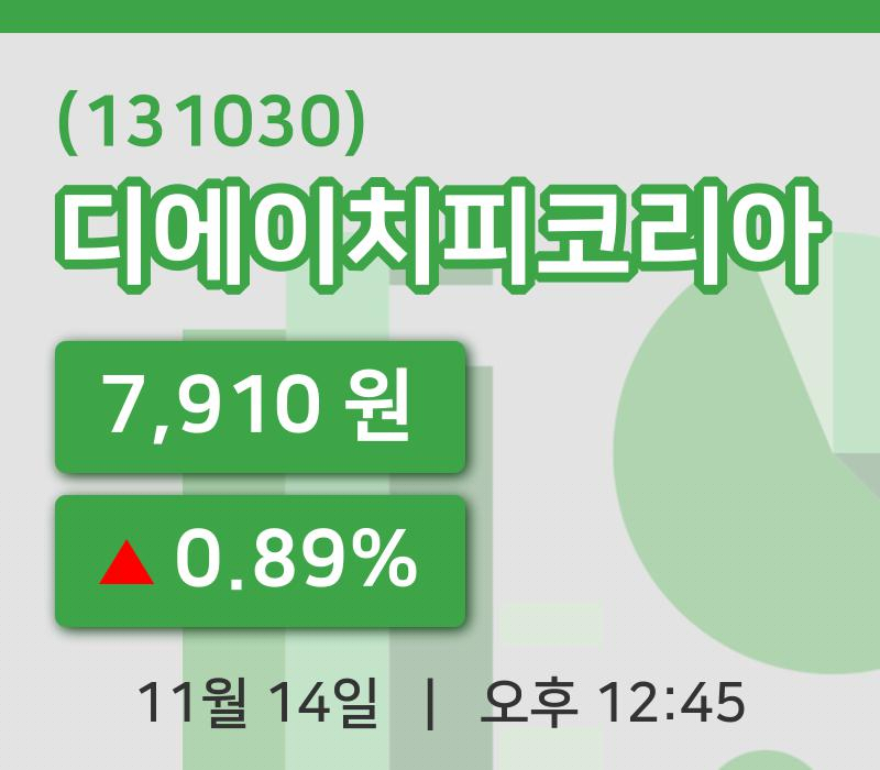 [디에이치피코리아주가] 12시 45분 현재 7,910원