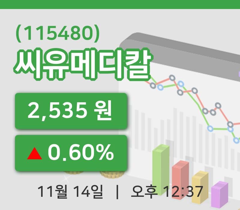 [씨유메디칼주가] 14일 12시 37분 현재 2,535원