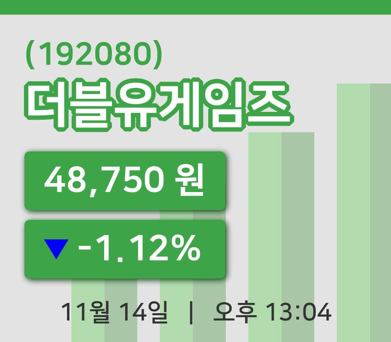 [더블유게임즈주가] 13시 04분 현재 48,750원
