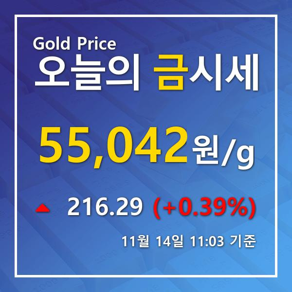 [오늘 금시세] 11월 14일 금값 시세, 소폭 상승 한국금거래소시세 오늘순금시세