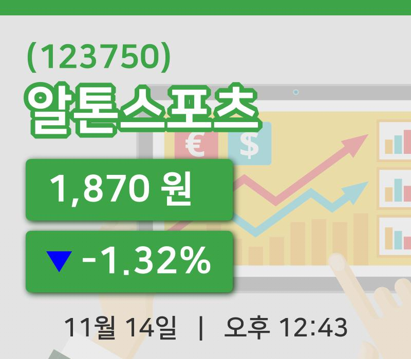 [알톤스포츠주가] 12시 43분 현재 1,870원
