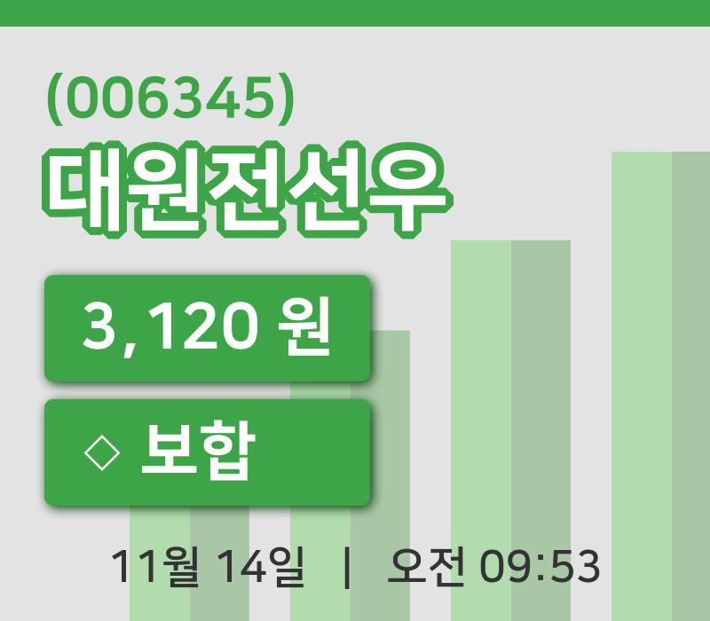[대원전선우주가] 14일 이시각 현재  3,120원