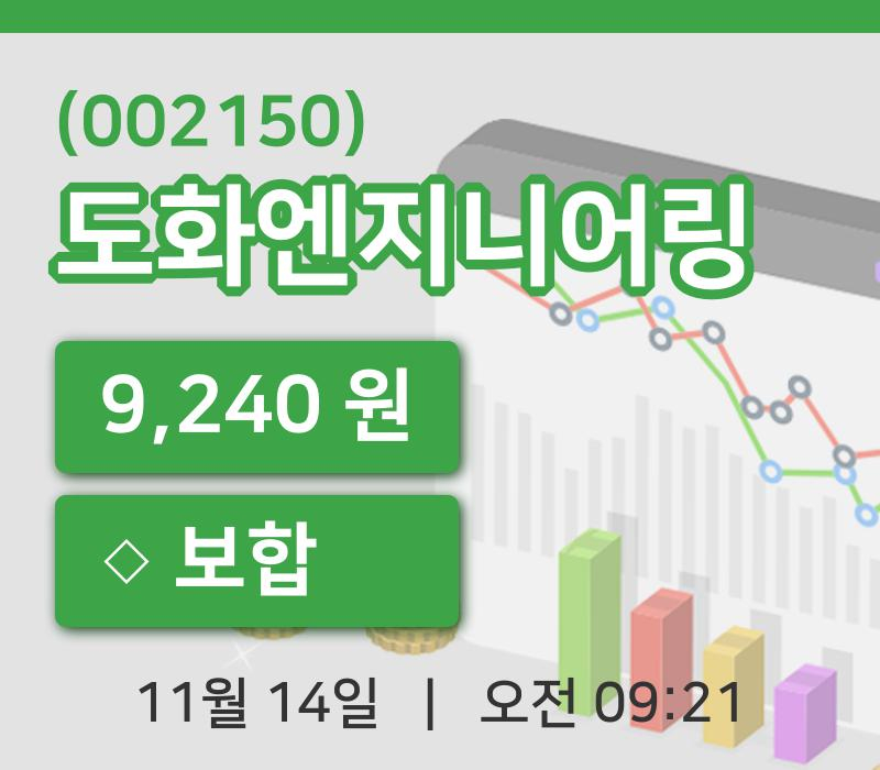 [도화엔지니어링주가] 14일 이시각 현재  9,240원
