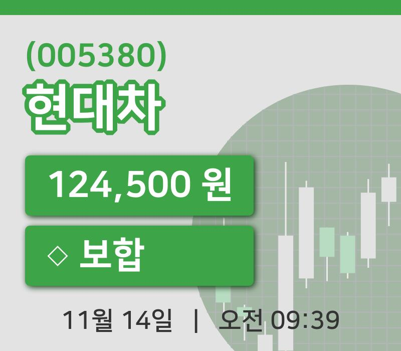 [현대차주가] 9시 39분 현재 124,500원