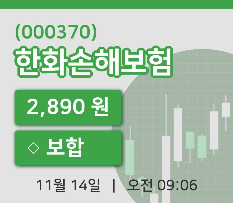 [한화손해보험주가] 9시 06분 현재 2,890원
