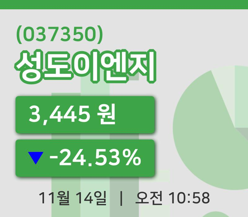 [성도이엔지주가] 10시 58분 현재 3,445원