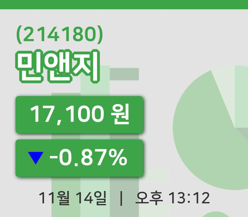 [민앤지주가] 13시 12분 현재 17,100원