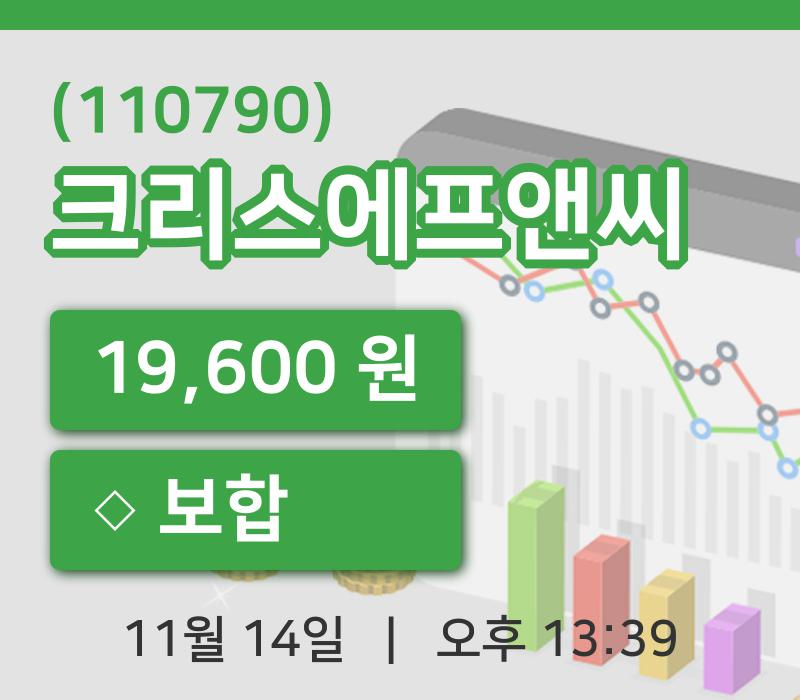 [크리스에프앤씨주가] 14일 13시 39분 현재 19,600원