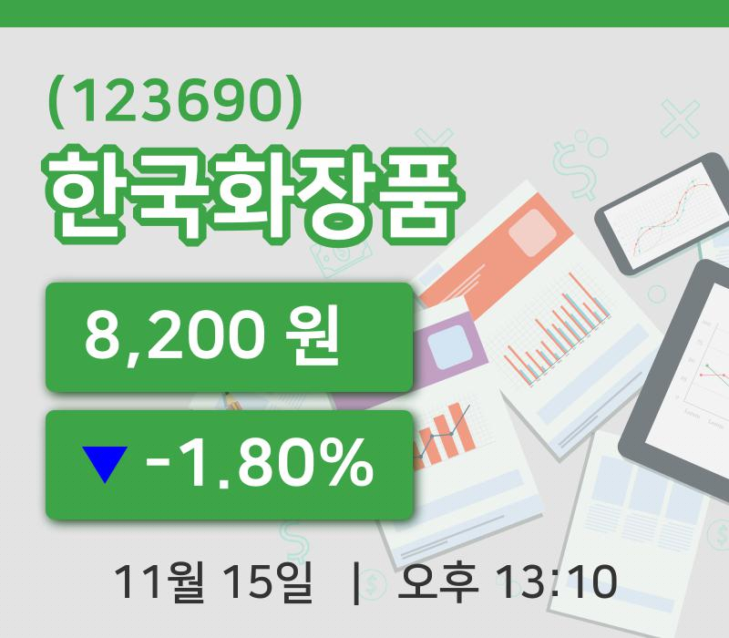 [한국화장품주가] 13시 10분 현재 8,200원