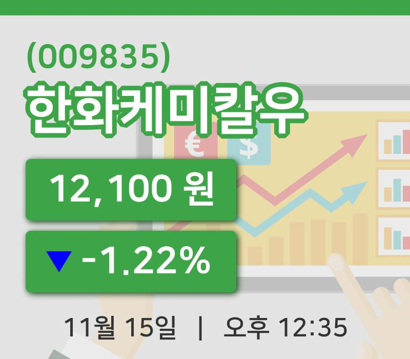 [한화케미칼우주가] 12시 35분 현재 12,100원