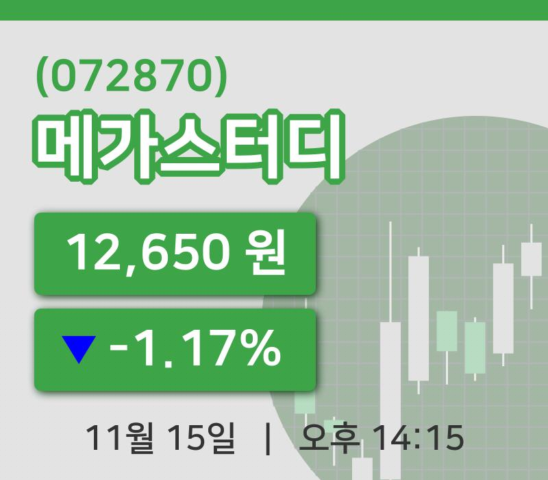 [메가스터디주가] 14시 15분 현재 12,650원