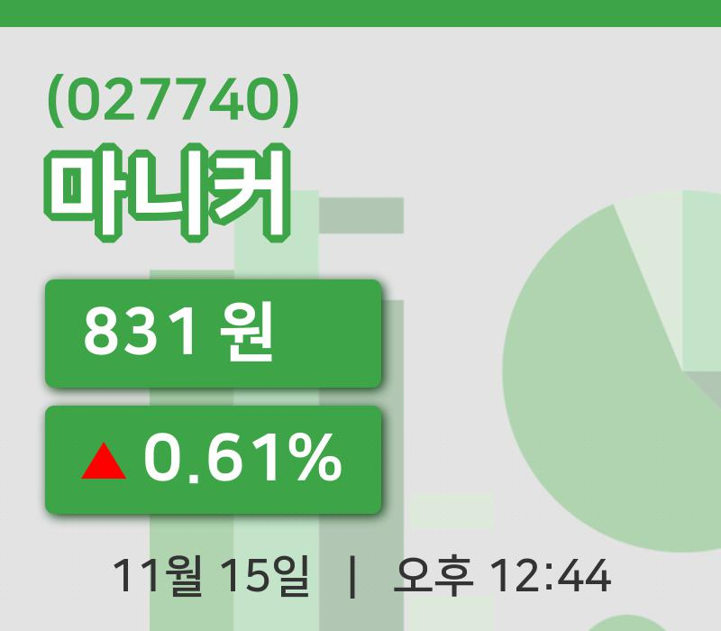 [마니커주가] 12시 44분 현재 831원