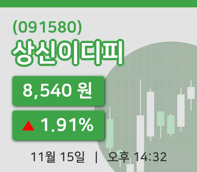 [상신이디피주가] 15일 이시각 현재  8,540원