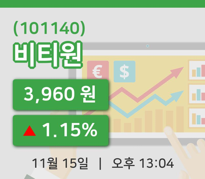 [비티원주가] 13시 04분 현재 3,960원