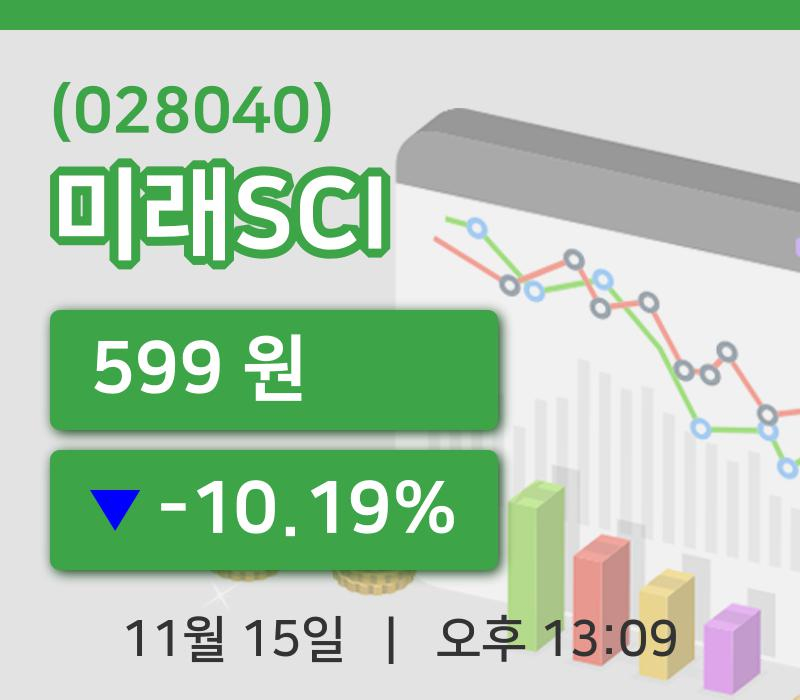 [미래SCI주가] 13시 09분 현재 599원